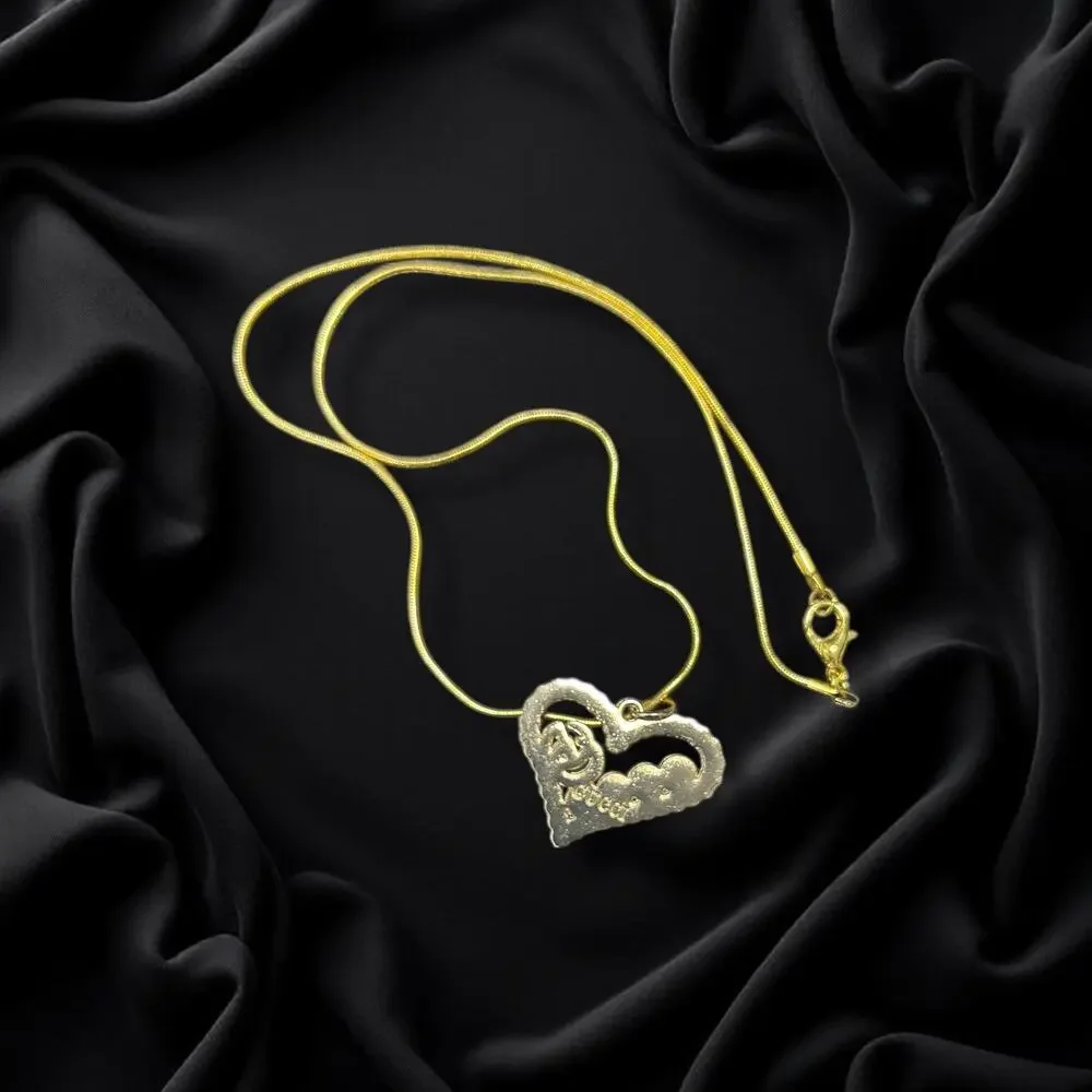Heart Zipper Gucci Pull Button Charm with Free 18in Gold Plated Snake Chain - Picture 6 of 6